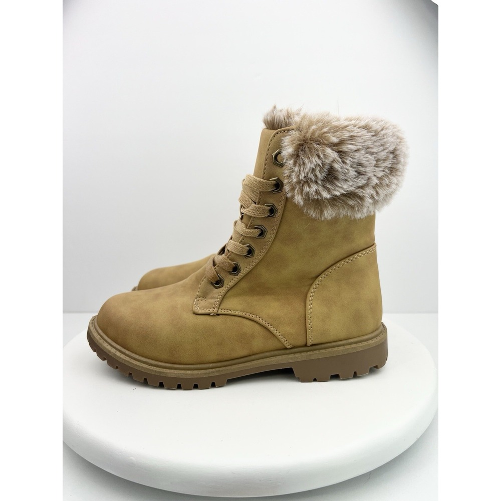 Charlotte Russe Brown Faux Fur Lined‎ Combat Boots Women's Size 6